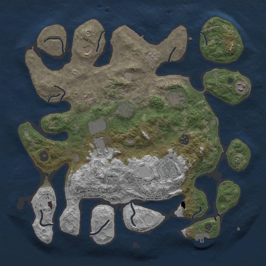 Rust Map: Procedural Map, Size: 4000, Seed: 1424567386, 17 Monuments