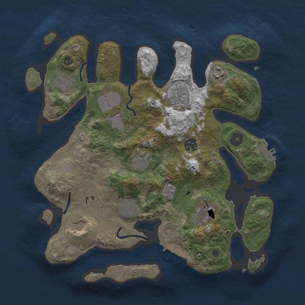 Rust Map: Procedural Map, Size: 3500, Seed: 729093321, 17 Monuments