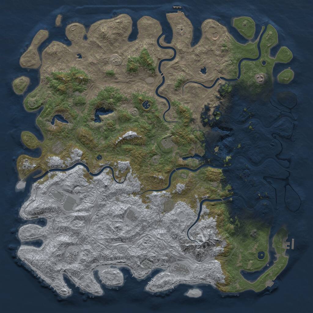 Rust Map: Procedural Map, Size: 6000, Seed: 600018, 17 Monuments