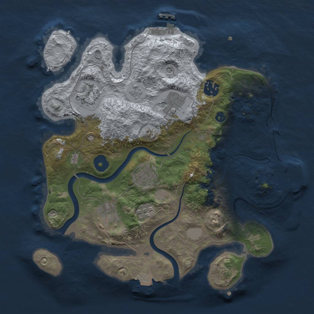 Rust Map: Procedural Map, Size: 3000, Seed: 2277, 11 Monuments