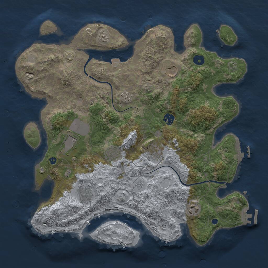 Rust Map: Procedural Map, Size: 3700, Seed: 895871504, 14 Monuments