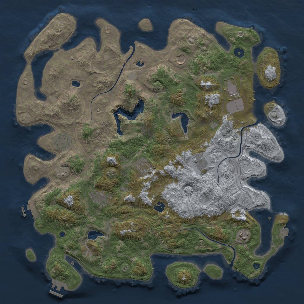 Rust Map: Procedural Map, Size: 4500, Seed: 852654789, 15 Monuments