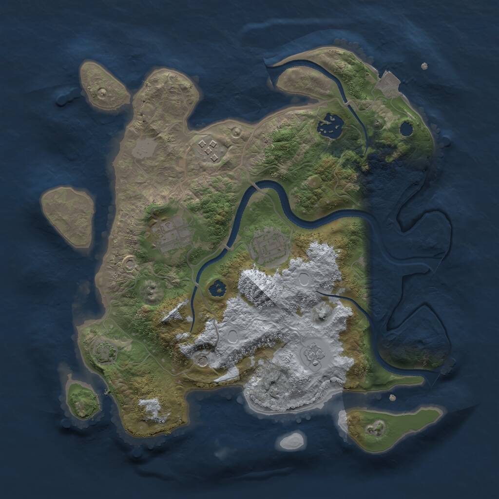 Rust Map: Procedural Map, Size: 3000, Seed: 1204604865, 8 Monuments