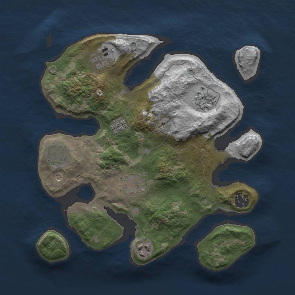Rust Map: Barren, Size: 3000, Seed: 1312024513, 10 Monuments