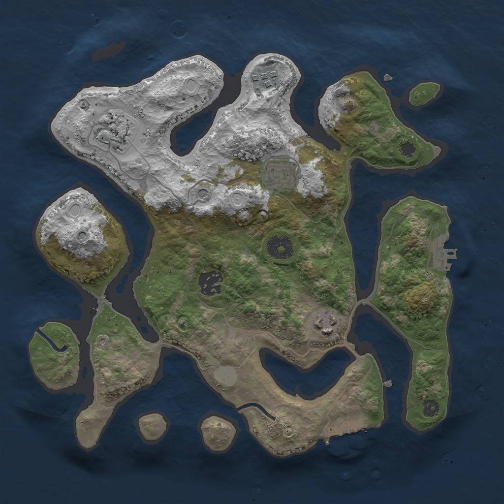 Rust Map: Procedural Map, Size: 3000, Seed: 614420450, 13 Monuments