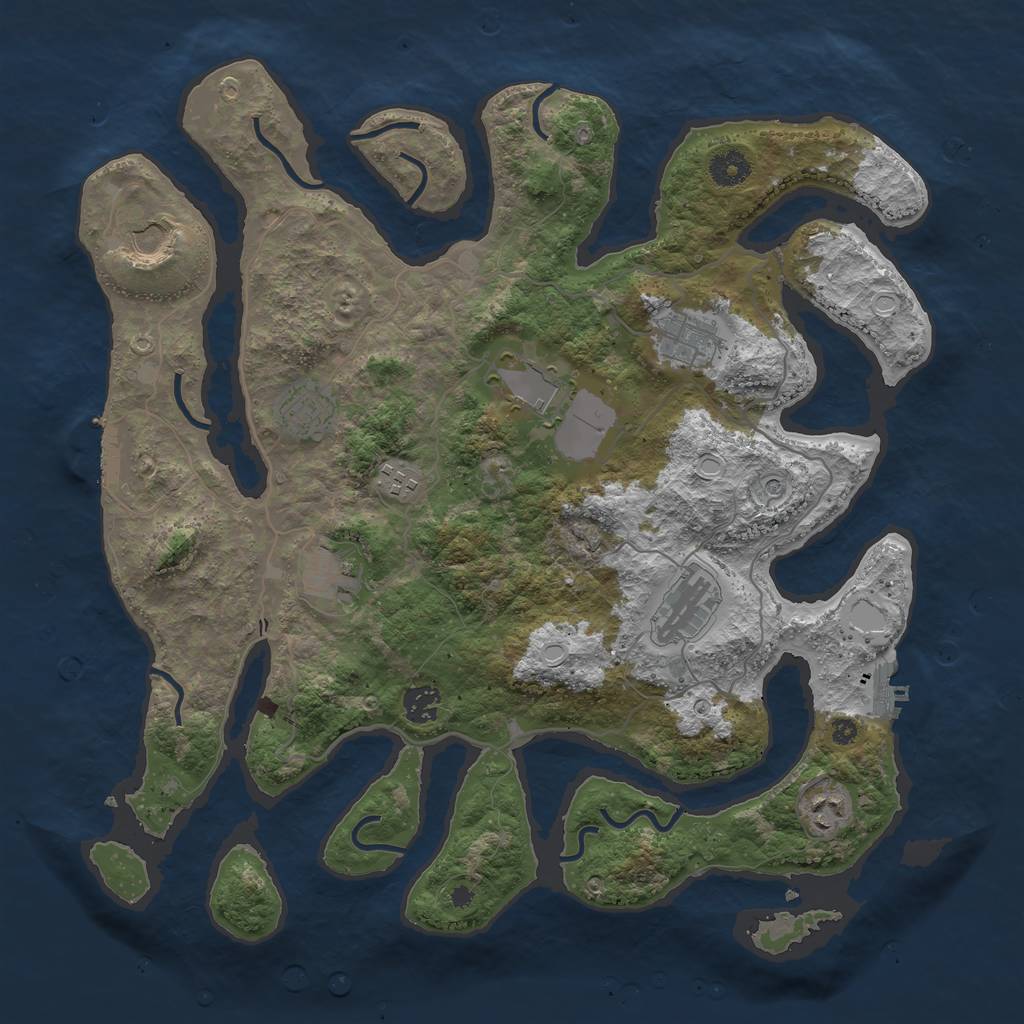 Rust Map: Procedural Map, Size: 4000, Seed: 77663010, 17 Monuments