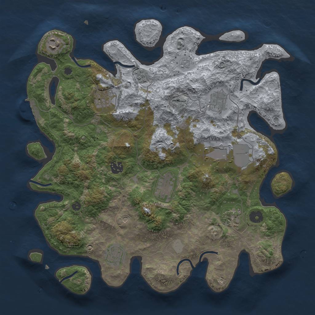 Rust Map: Procedural Map, Size: 3600, Seed: 40510, 17 Monuments