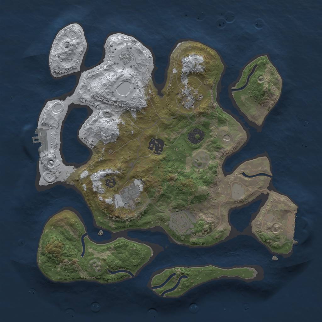 Rust Map: Procedural Map, Size: 3000, Seed: 1678124510, 13 Monuments