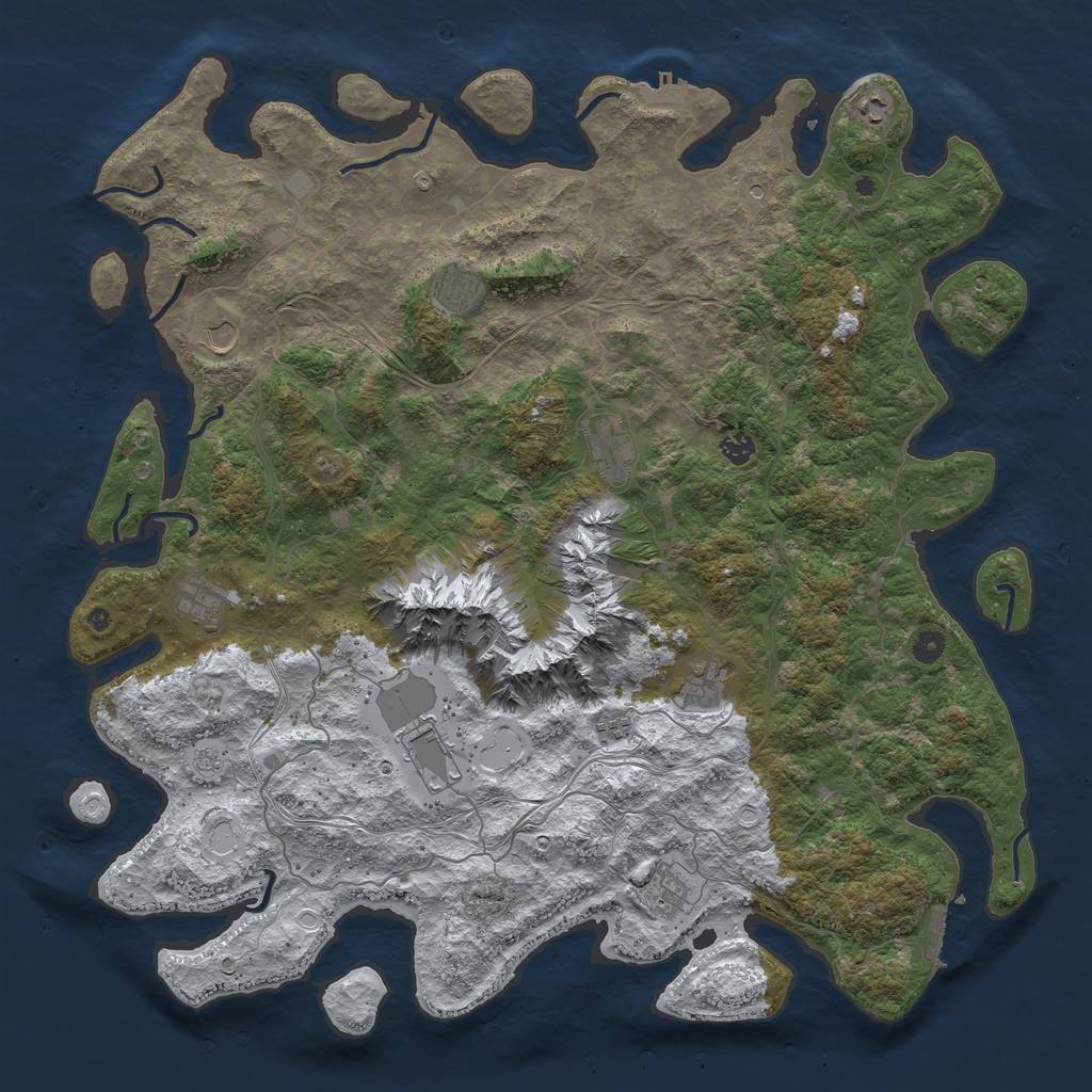 Rust Map: Procedural Map, Size: 5000, Seed: 2070, 19 Monuments