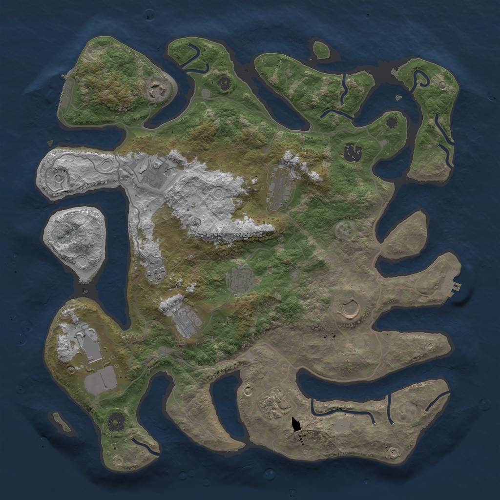 Rust Map: Procedural Map, Size: 4000, Seed: 1191980160, 18 Monuments