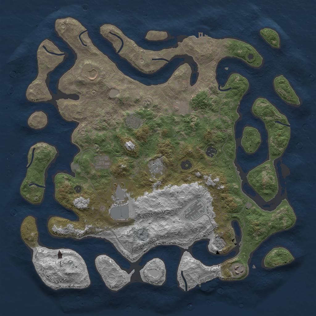 Rust Map: Procedural Map, Size: 4500, Seed: 3090, 18 Monuments