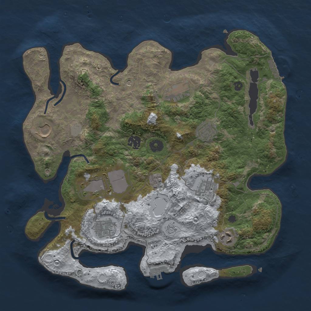 Rust Map: Procedural Map, Size: 3500, Seed: 341839013, 18 Monuments