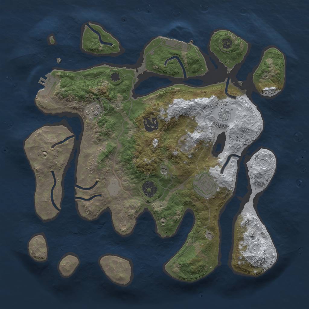 Rust Map: Procedural Map, Size: 3000, Seed: 284236418, 12 Monuments