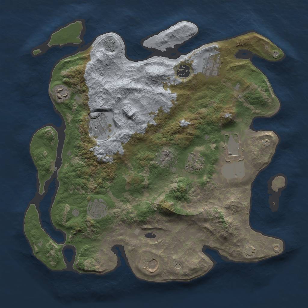 Rust Map: Barren, Size: 3500, Seed: 276, 13 Monuments