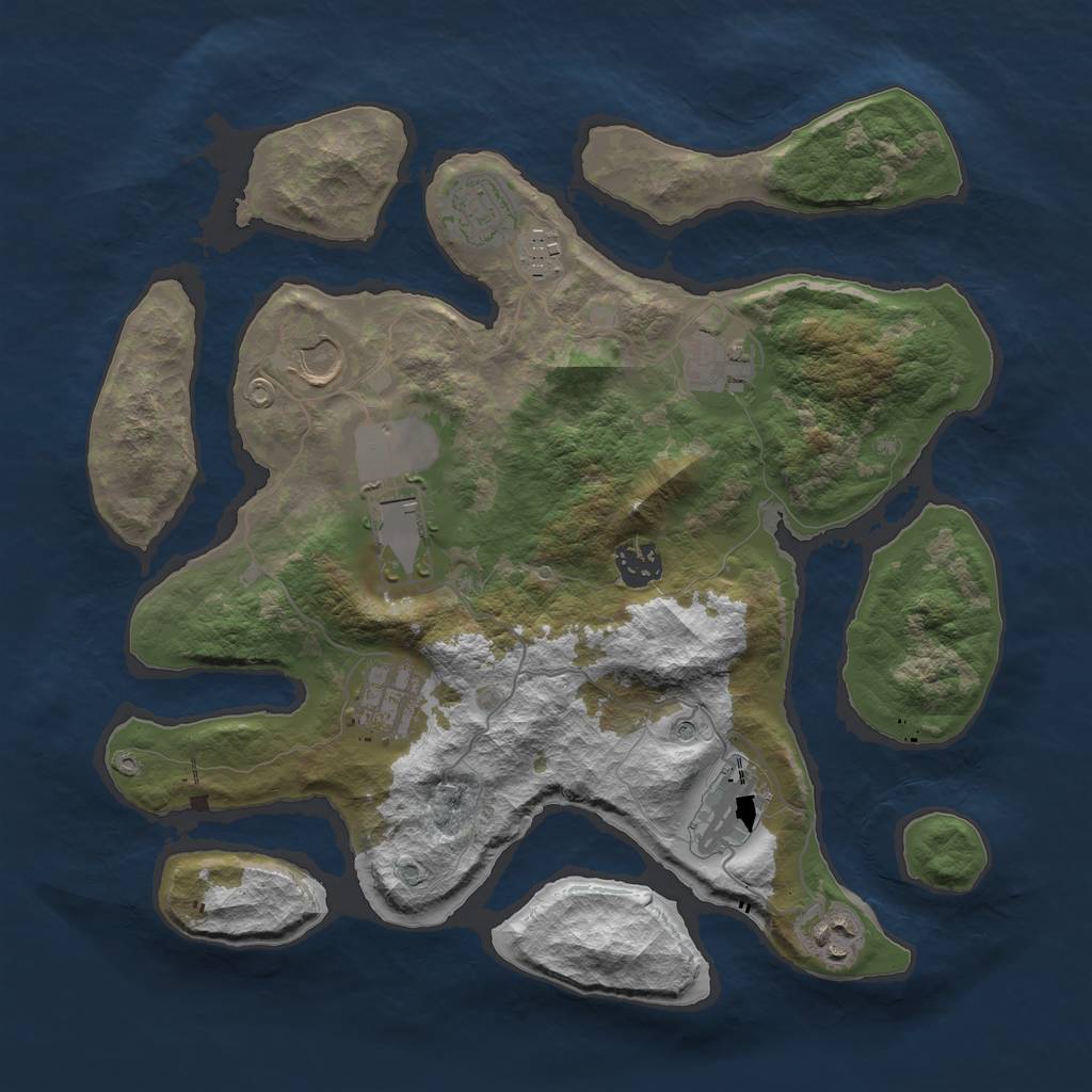 Rust Map: Barren, Size: 3500, Seed: 1475058937, 12 Monuments