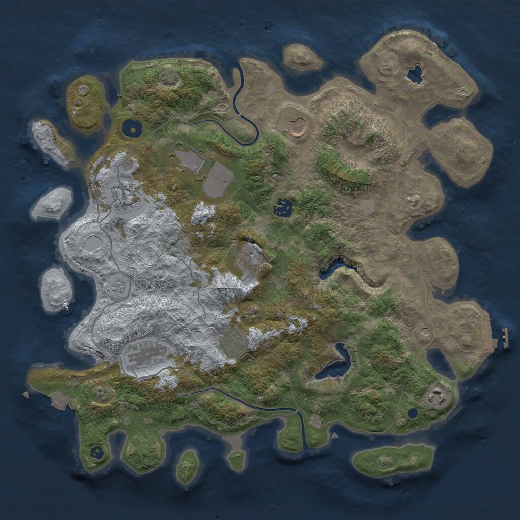 Rust Map: Procedural Map, Size: 4000, Seed: 5736346, 13 Monuments