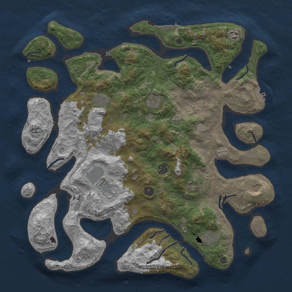 Rust Map: Procedural Map, Size: 4500, Seed: 165723022, 18 Monuments