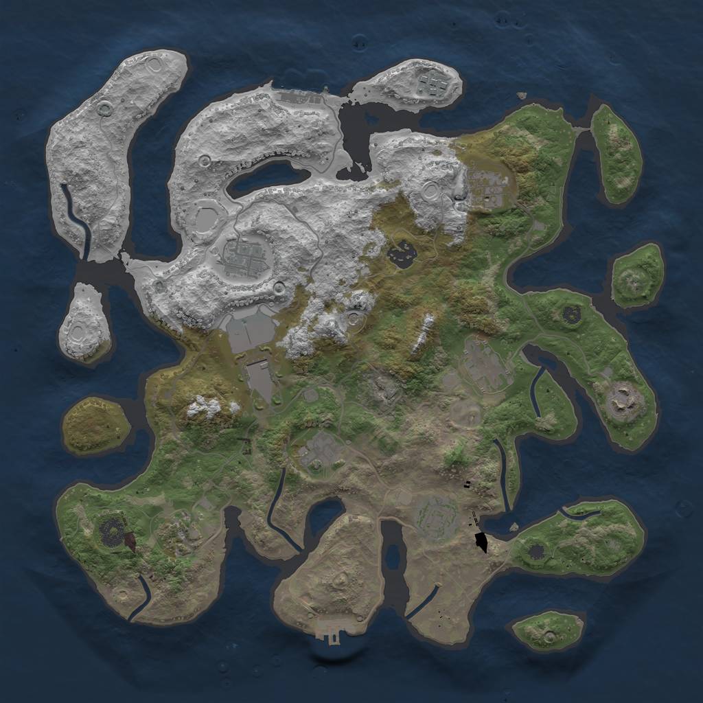 Rust Map: Procedural Map, Size: 3850, Seed: 1547958602, 18 Monuments