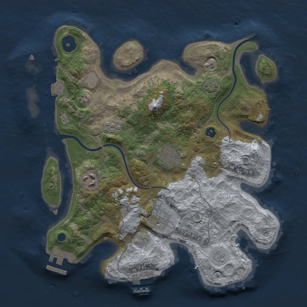 Rust Map: Procedural Map, Size: 3000, Seed: 451962618, 9 Monuments
