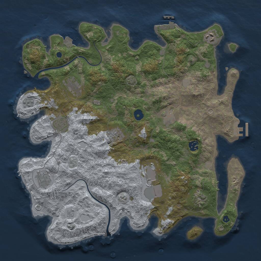 Rust Map: Procedural Map, Size: 3850, Seed: 1450947651, 16 Monuments