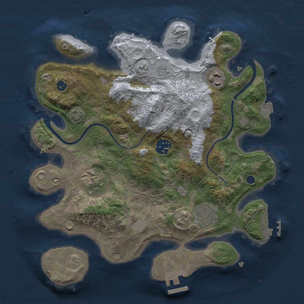 Rust Map: Procedural Map, Size: 3000, Seed: 26187, 10 Monuments