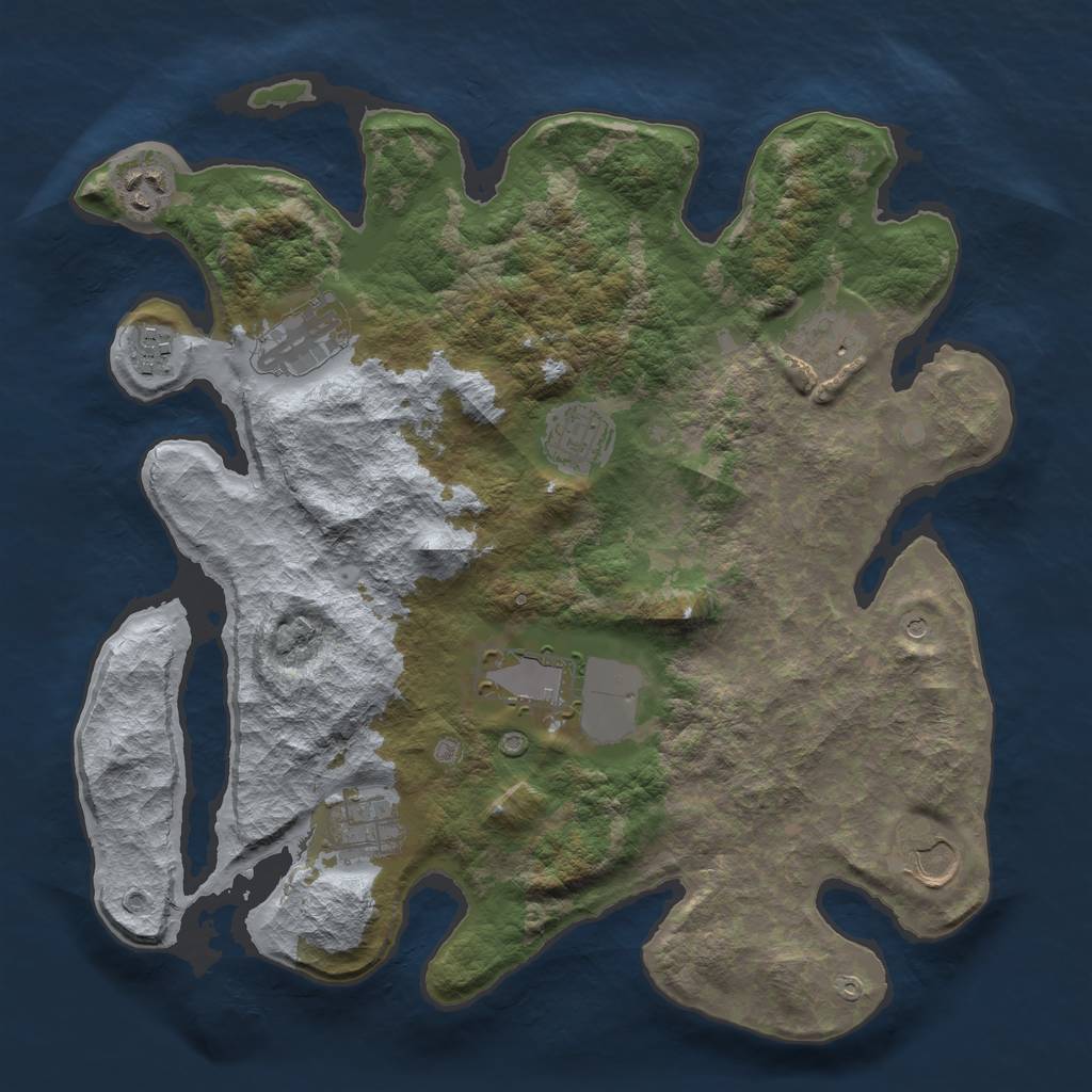 Rust Map: Barren, Size: 3500, Seed: 55612315, 11 Monuments