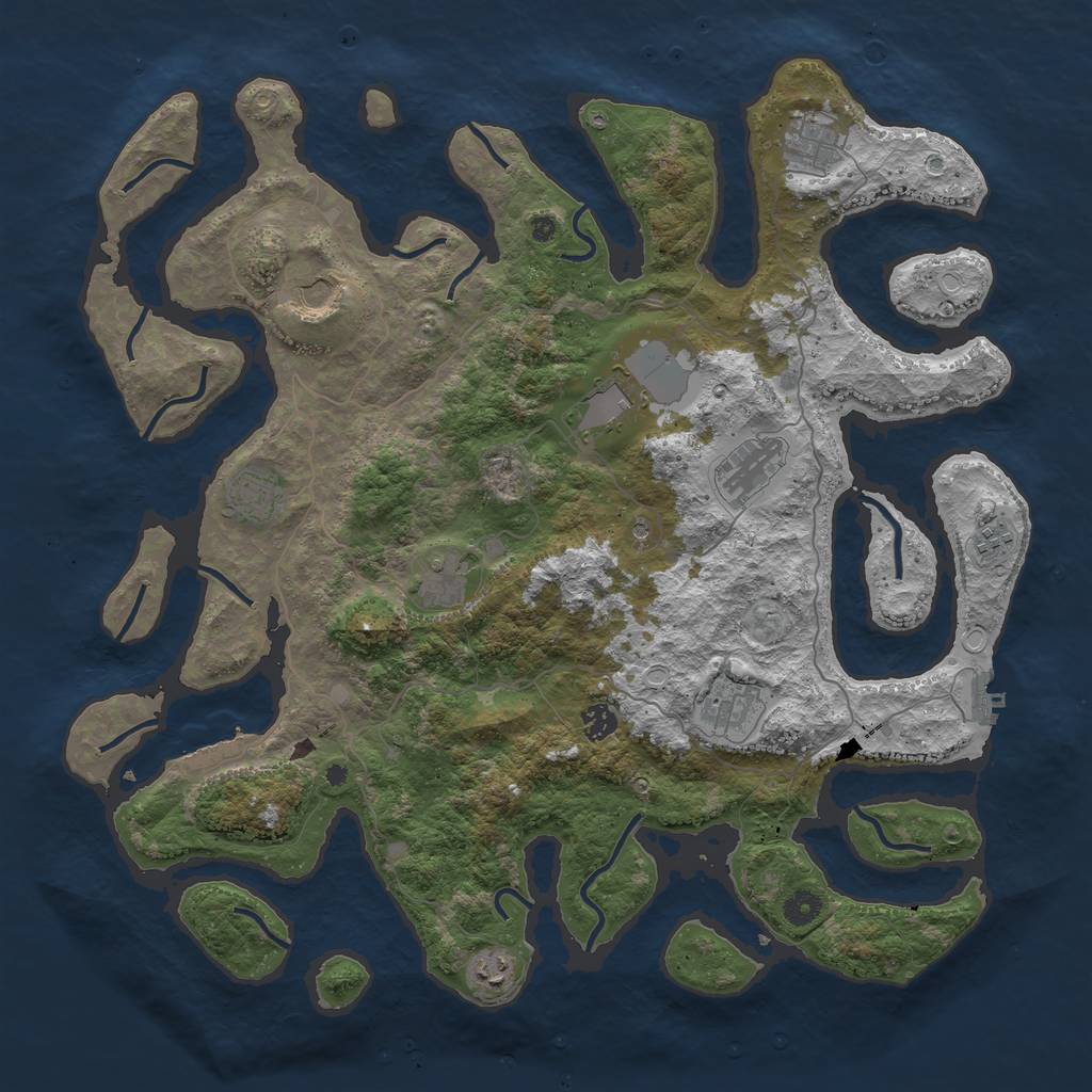 Rust Map: Procedural Map, Size: 4500, Seed: 11511, 18 Monuments