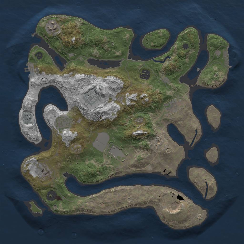 Rust Map: Procedural Map, Size: 3500, Seed: 1697807928, 17 Monuments