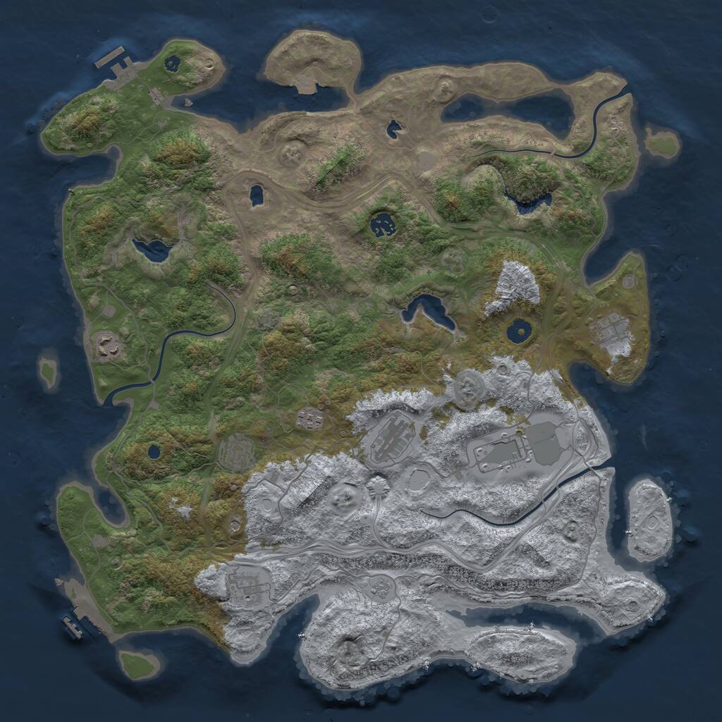 Rust Map: Procedural Map, Size: 4500, Seed: 1184172152, 14 Monuments