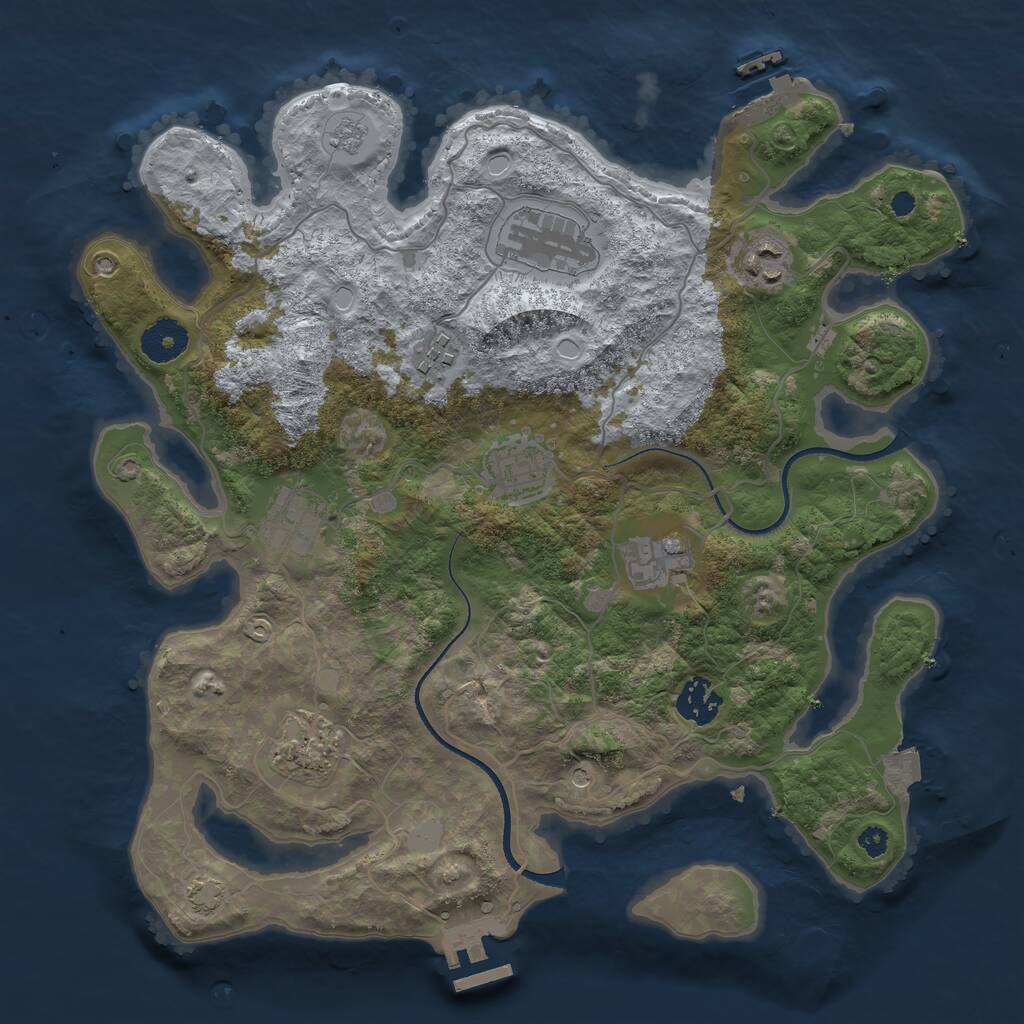 Rust Map: Procedural Map, Size: 3454, Seed: 1216864563, 14 Monuments