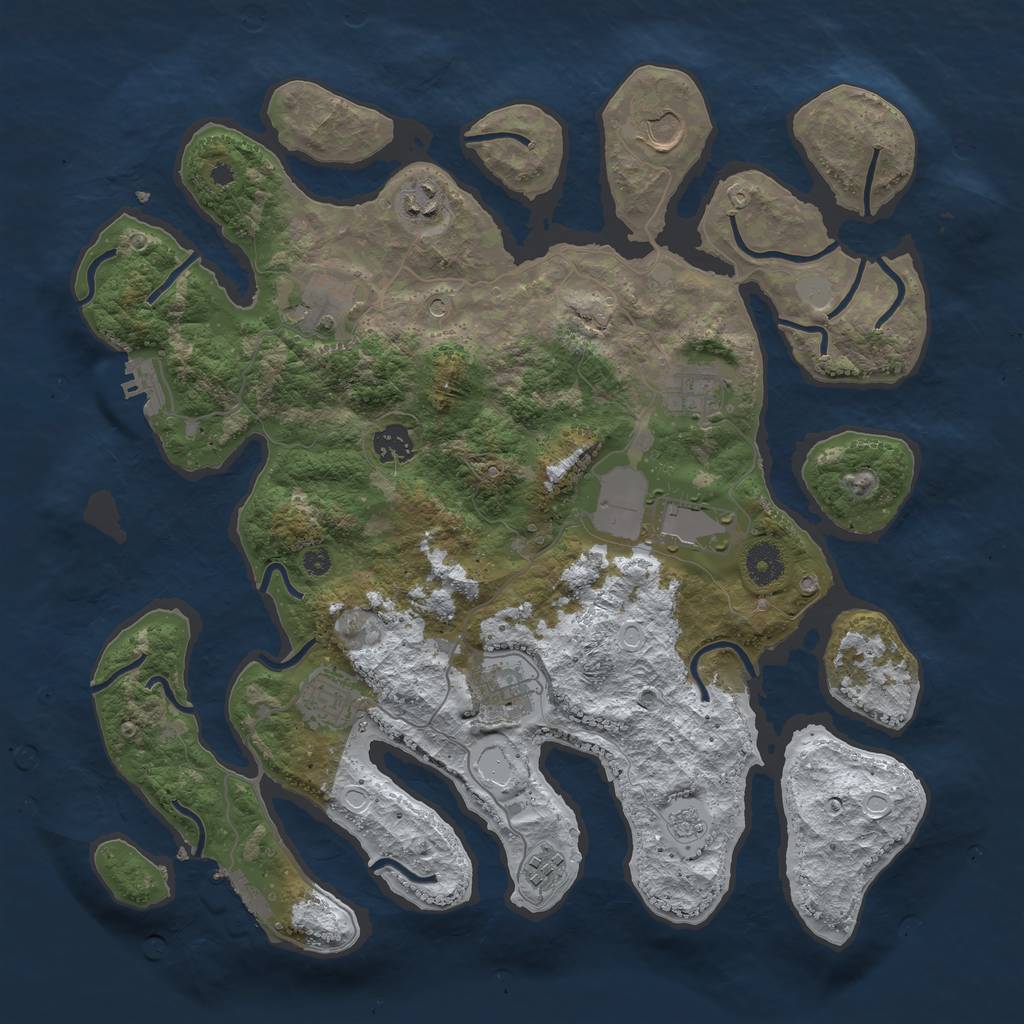 Rust Map: Procedural Map, Size: 3850, Seed: 1662456774, 18 Monuments