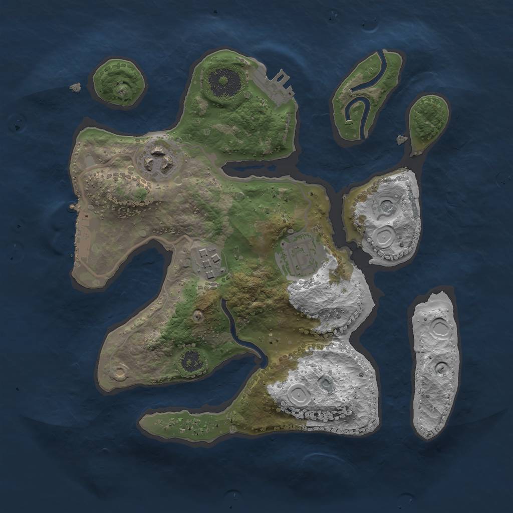 Rust Map: Procedural Map, Size: 2500, Seed: 1197117172, 11 Monuments