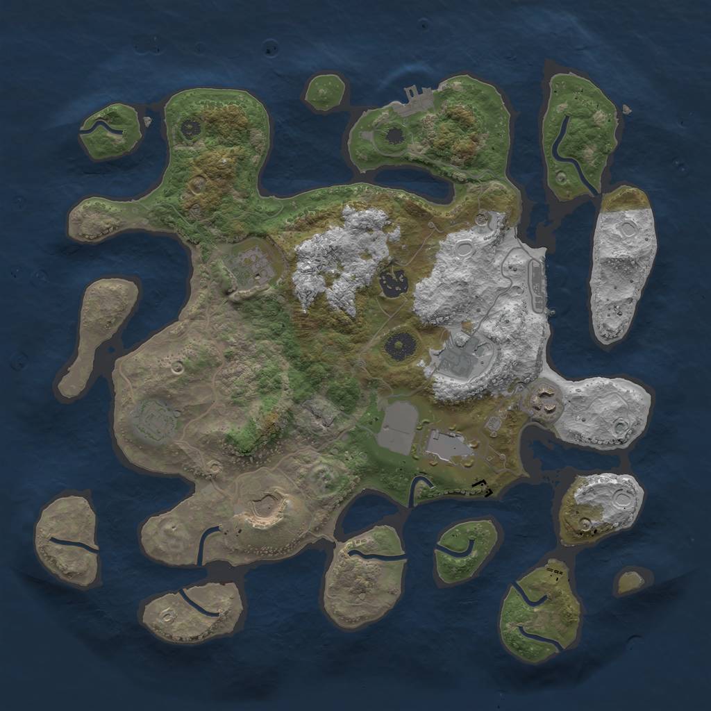 Rust Map: Procedural Map, Size: 3691, Seed: 5121989, 15 Monuments