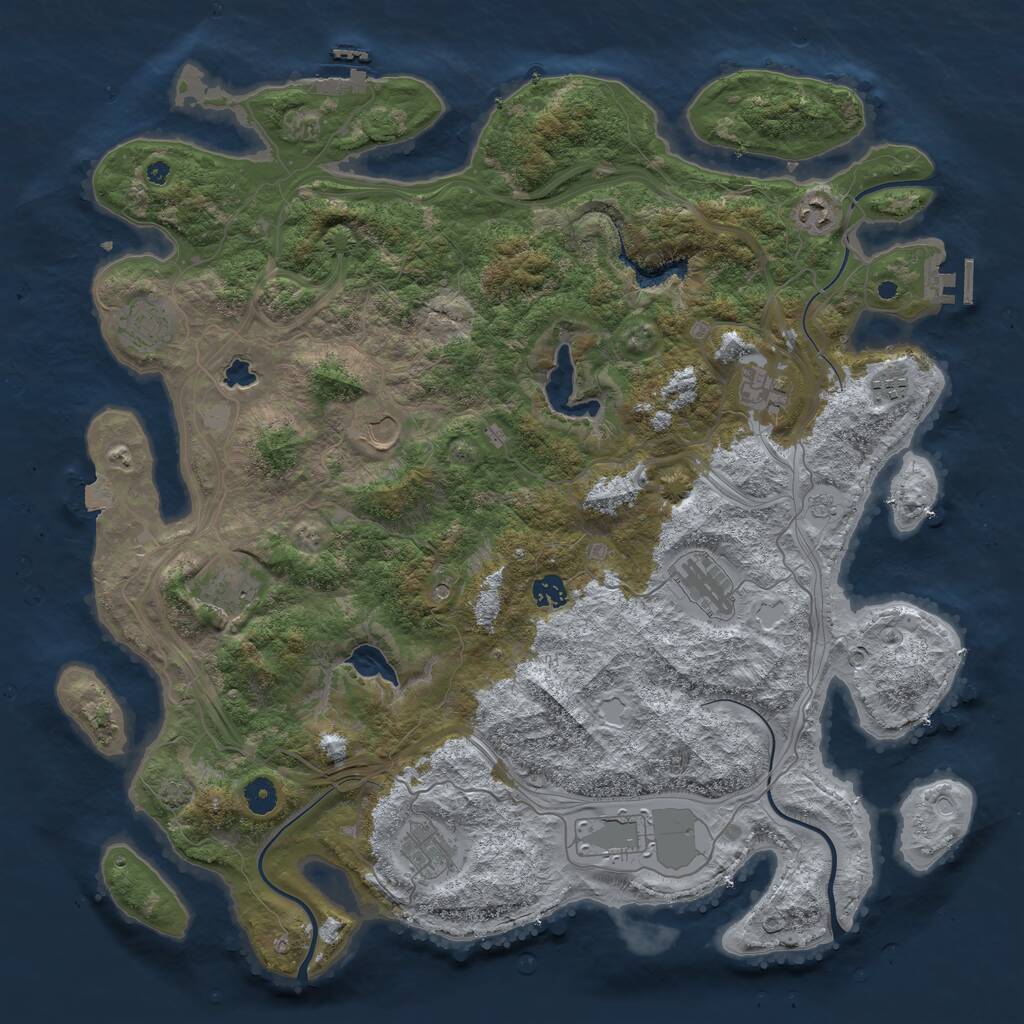 Rust Map: Procedural Map, Size: 4500, Seed: 111511, 16 Monuments