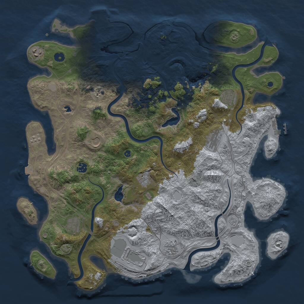 Rust Map: Procedural Map, Size: 4500, Seed: 111511, 16 Monuments