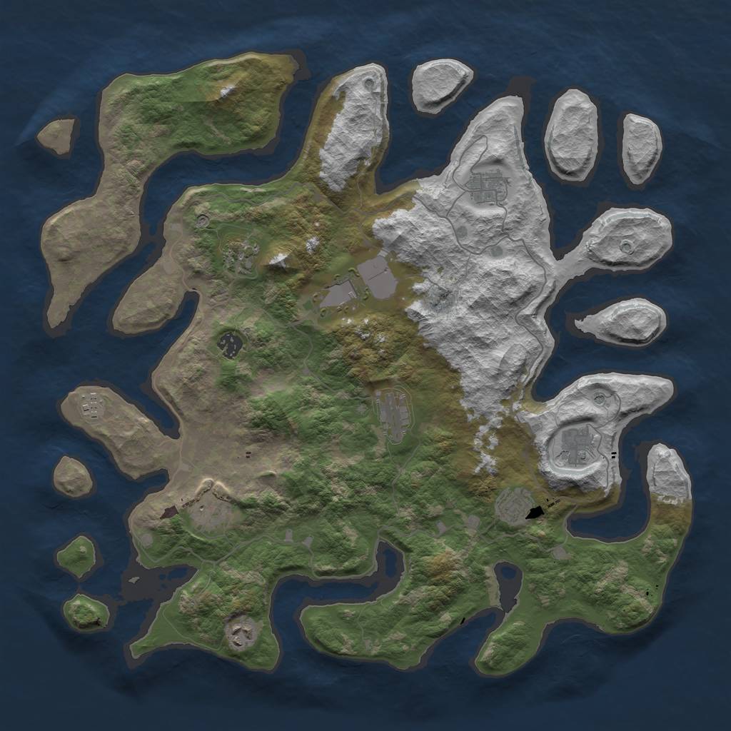 Rust Map: Barren, Size: 4500, Seed: 123, 13 Monuments