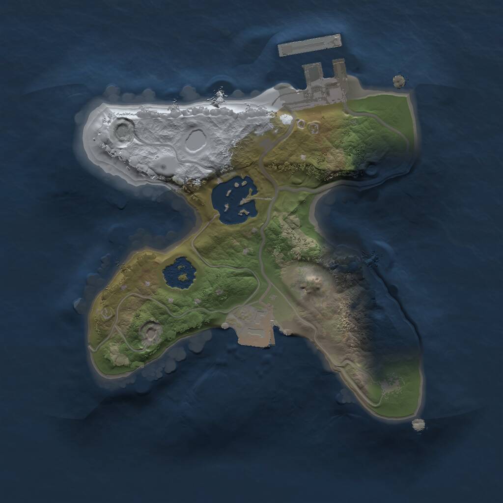 Rust Map: Procedural Map, Size: 1600, Seed: 526874, 3 Monuments