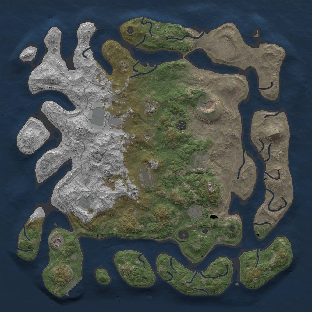 Rust Map: Procedural Map, Size: 4600, Seed: 521479153, 18 Monuments