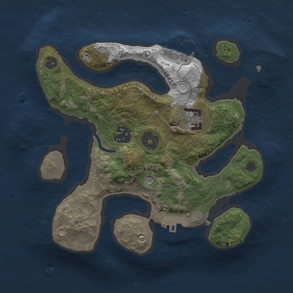 Rust Map: Procedural Map, Size: 2500, Seed: 32323, 10 Monuments