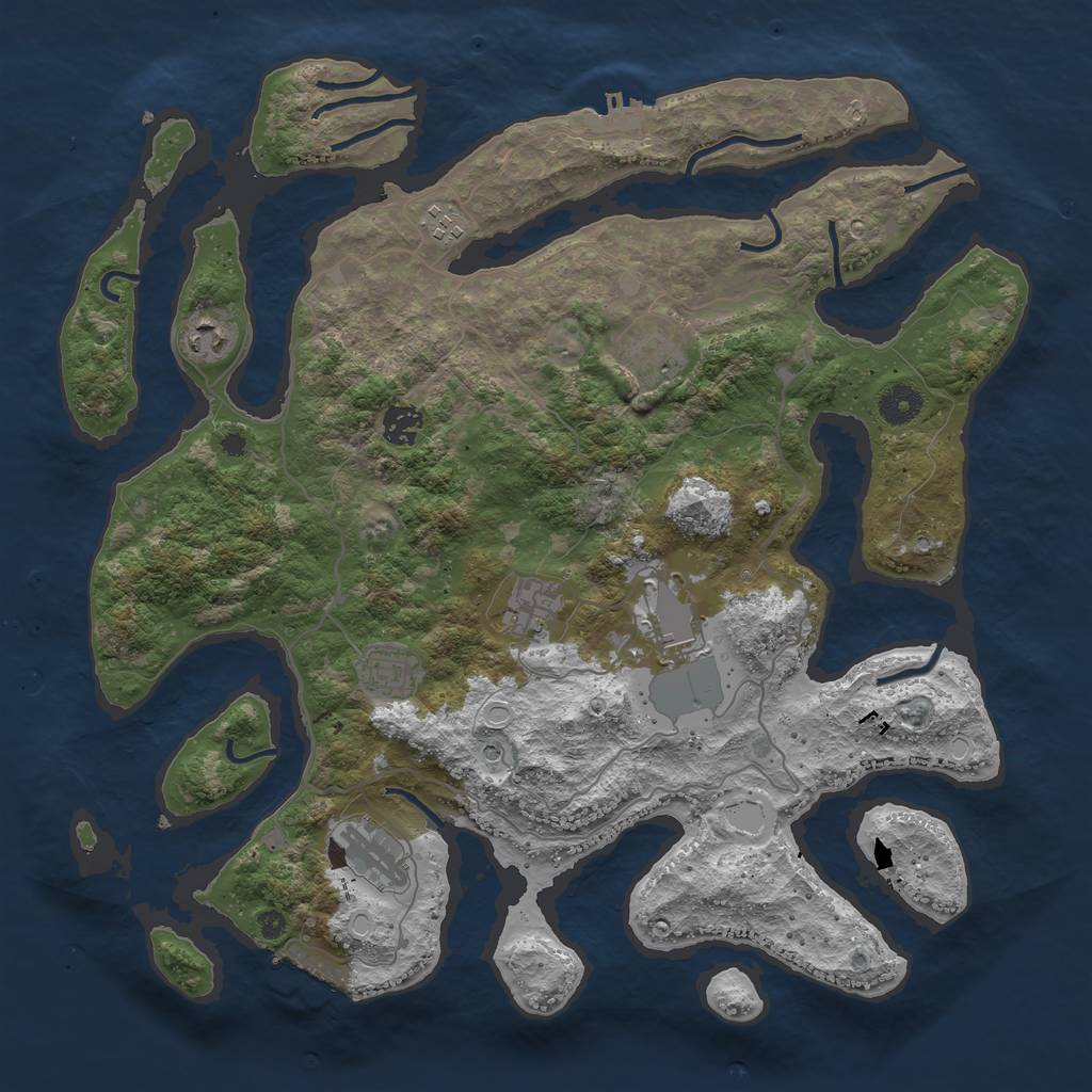 Rust Map: Procedural Map, Size: 4000, Seed: 995, 16 Monuments