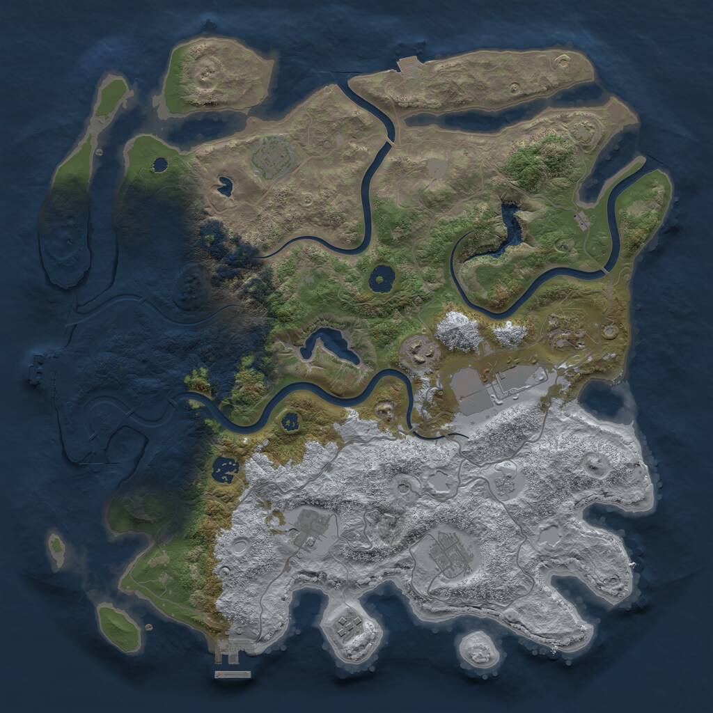 Rust Map: Procedural Map, Size: 4000, Seed: 995, 14 Monuments