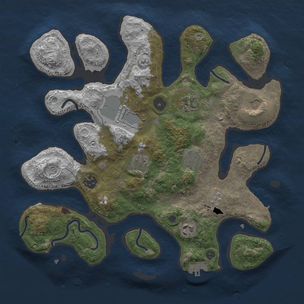Rust Map: Procedural Map, Size: 3500, Seed: 215125125, 16 Monuments