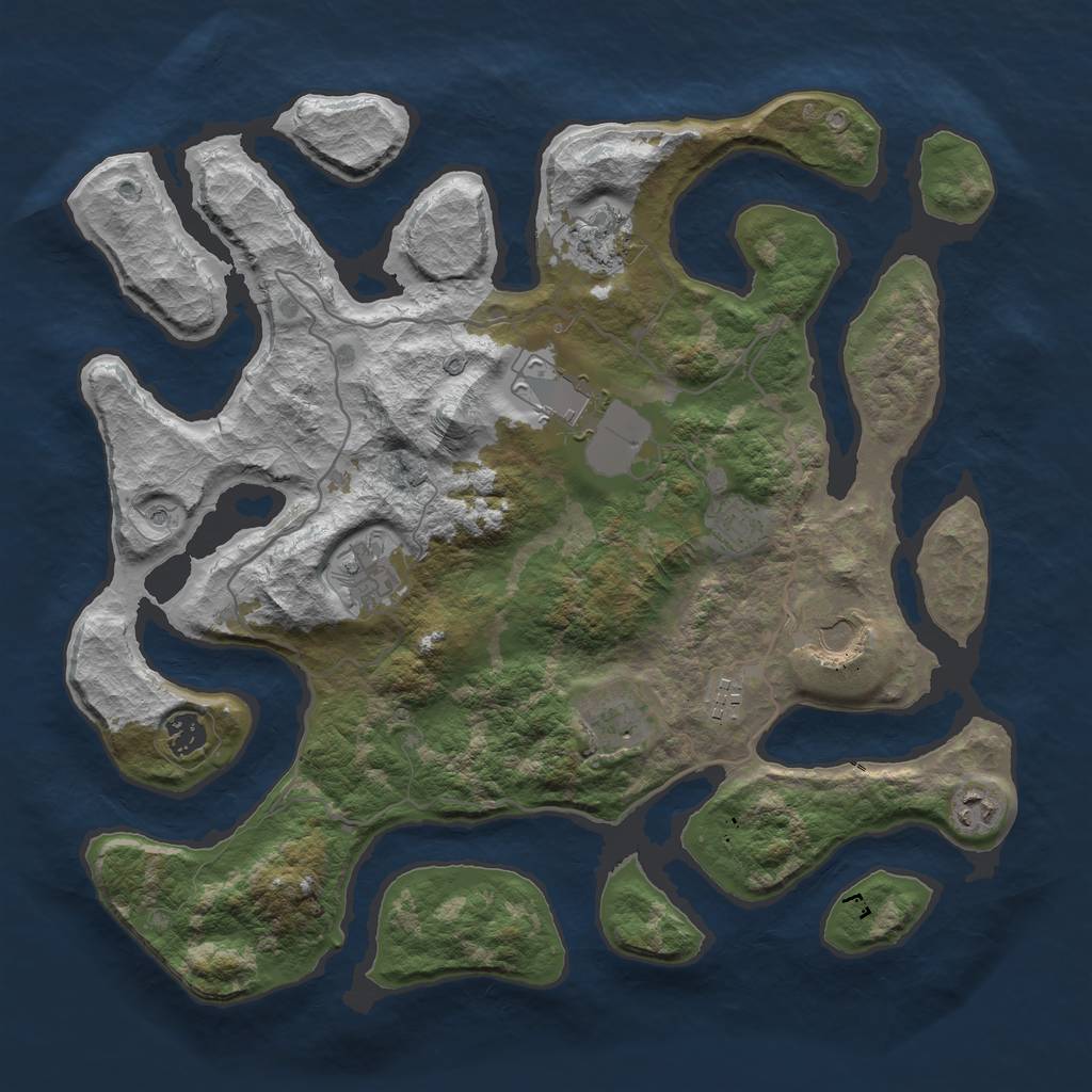 Rust Map: Barren, Size: 4000, Seed: 17, 12 Monuments