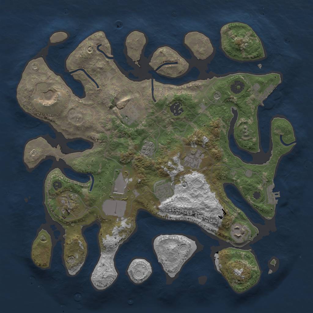 Rust Map: Procedural Map, Size: 3500, Seed: 2977488, 17 Monuments
