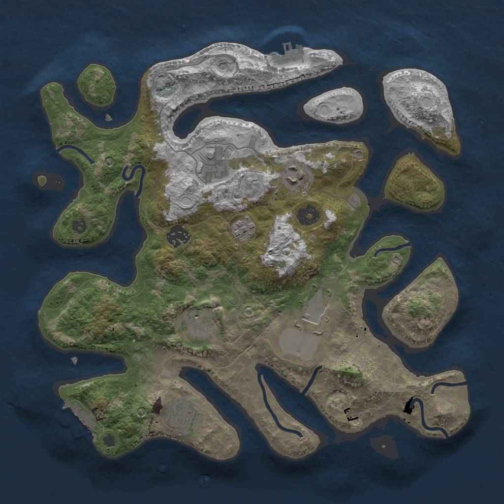 Rust Map: Procedural Map, Size: 3500, Seed: 195545951, 15 Monuments