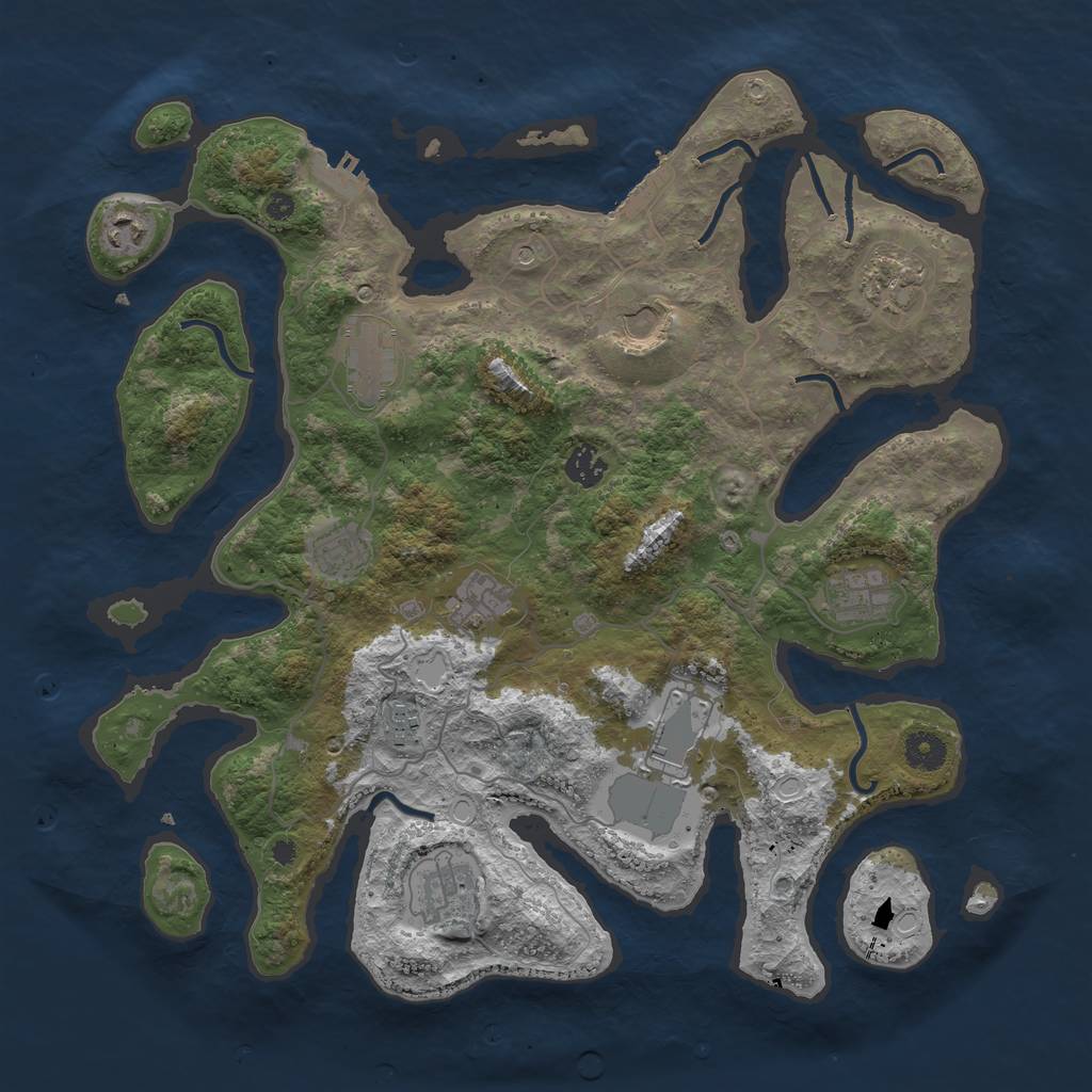 Rust Map: Procedural Map, Size: 4000, Seed: 2093118617, 19 Monuments