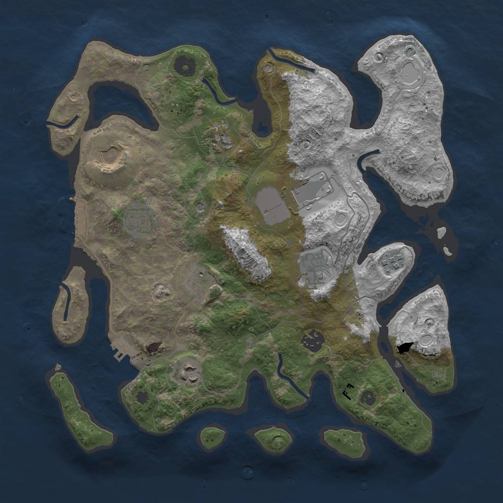 Rust Map: Procedural Map, Size: 3500, Seed: 957842, 17 Monuments