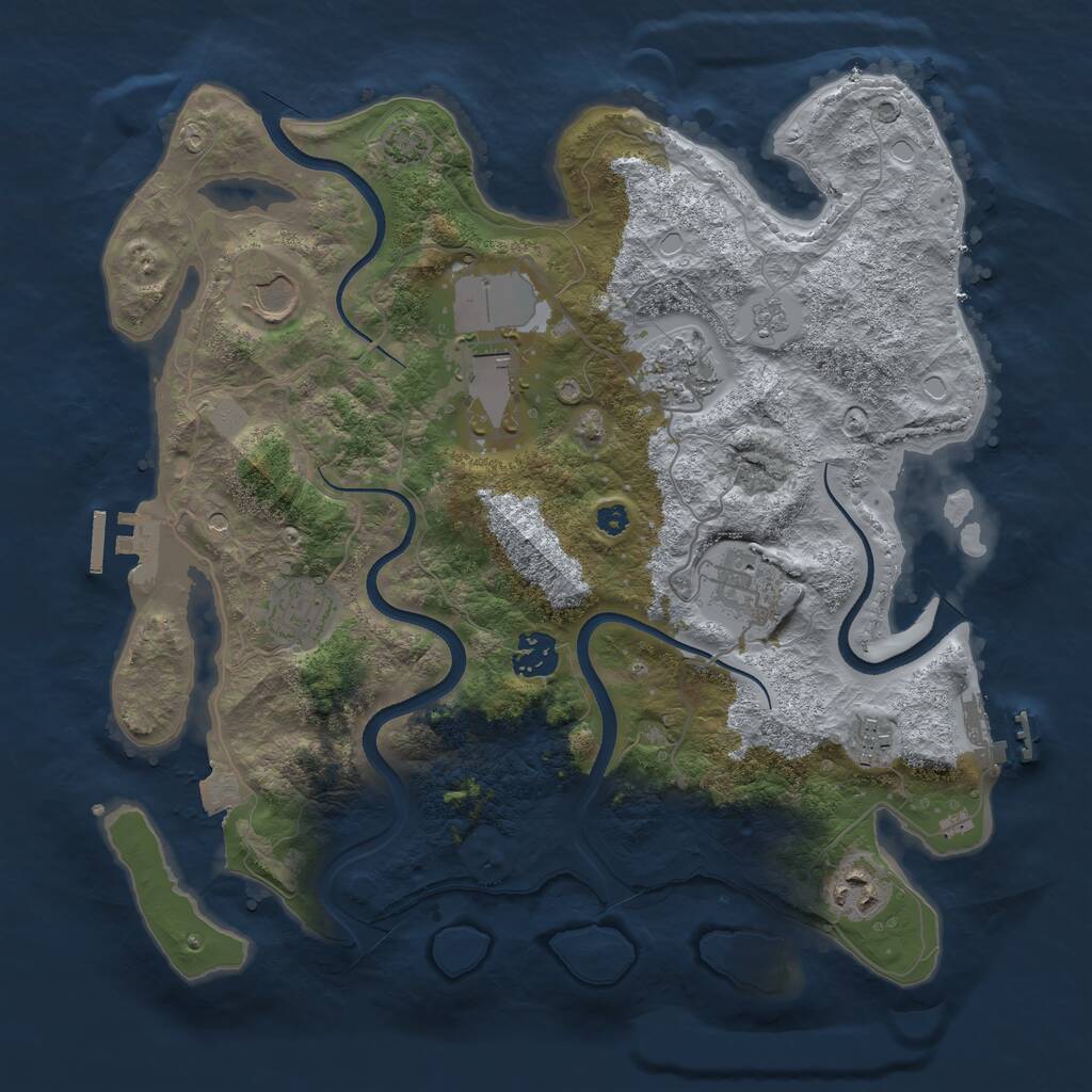 Rust Map: Procedural Map, Size: 3500, Seed: 957842, 14 Monuments