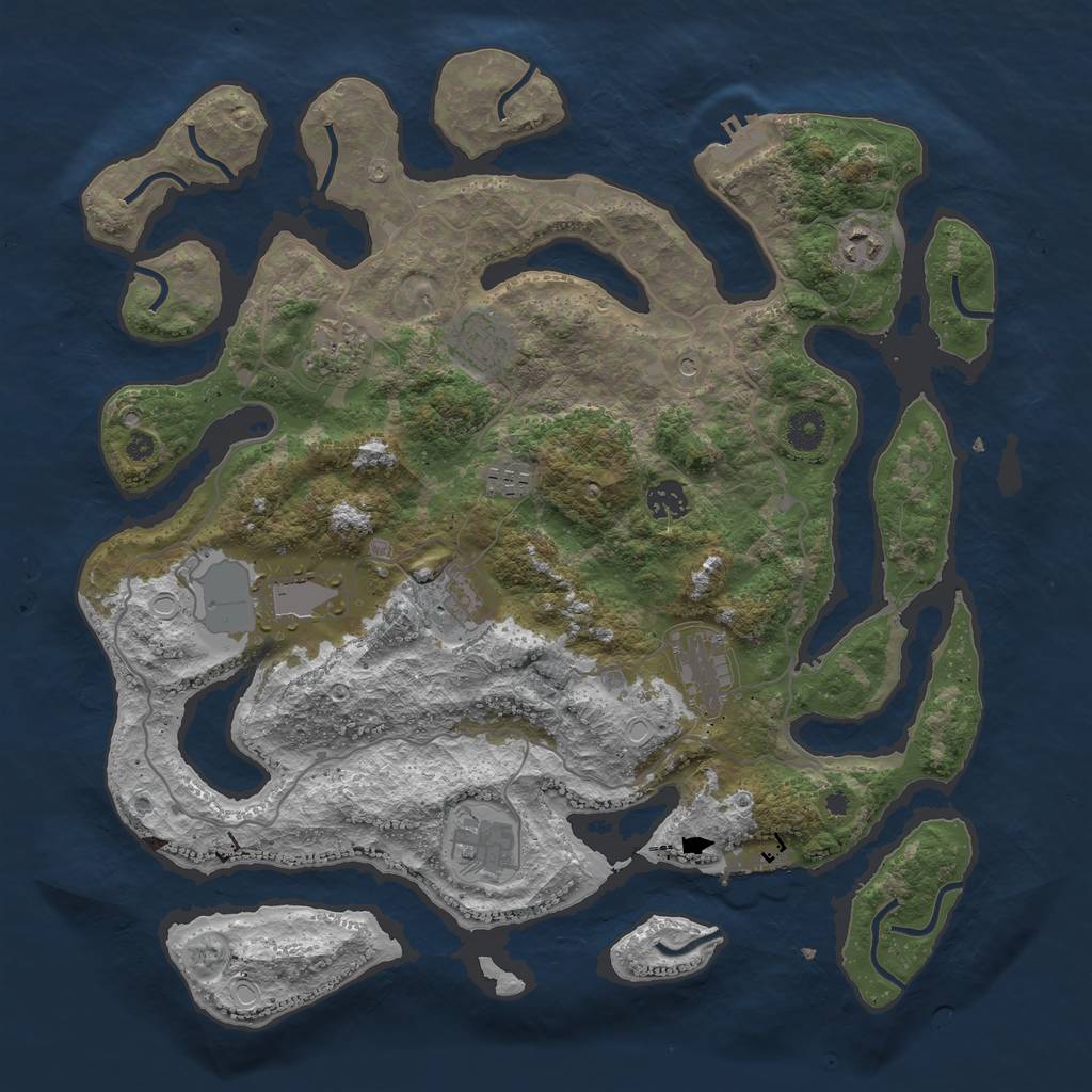 Rust Map: Procedural Map, Size: 4000, Seed: 1678456782, 17 Monuments