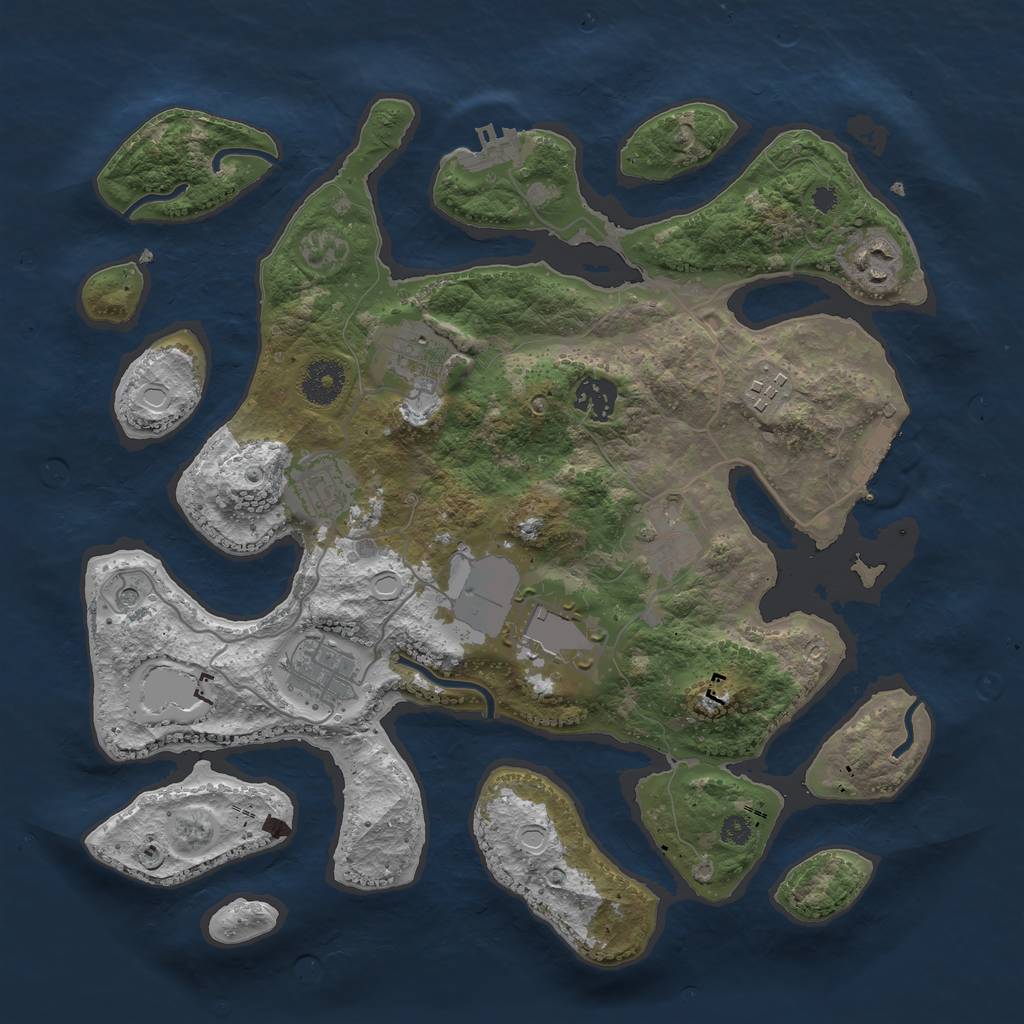Rust Map: Procedural Map, Size: 3500, Seed: 2147432, 16 Monuments